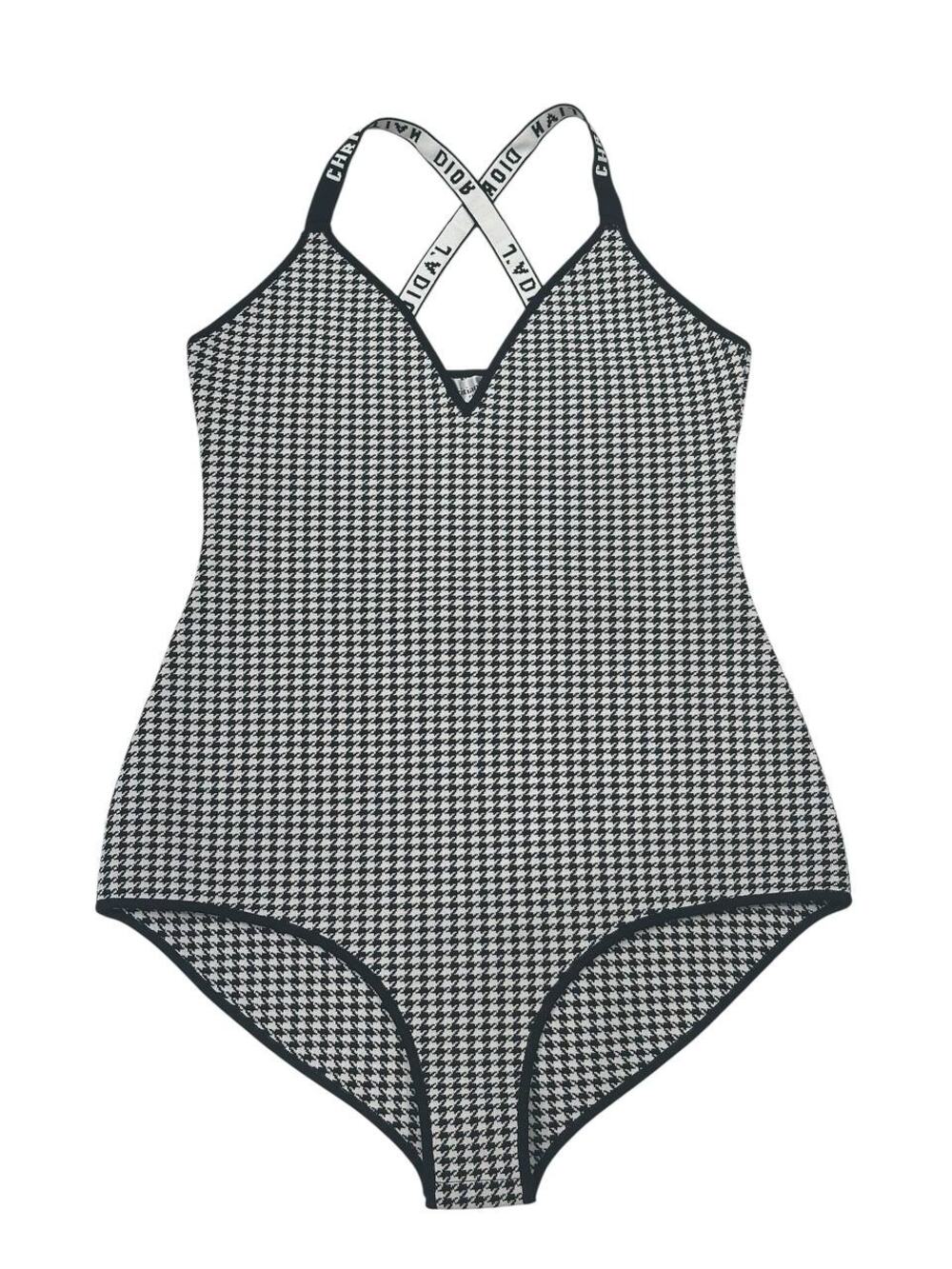 Elegant Christian Dior Houndstooth Bodysuit - Size M
